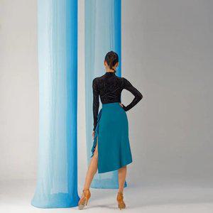 라틴댄스 스커트 사선 라인댄스 댄스복 탱고치마 스포츠