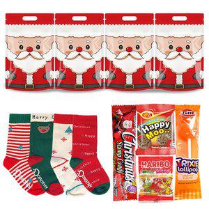 어린이집 유치원 단체선물 국내생산 어린이 유아 양말+간식꾸러미 개별포장 1세트