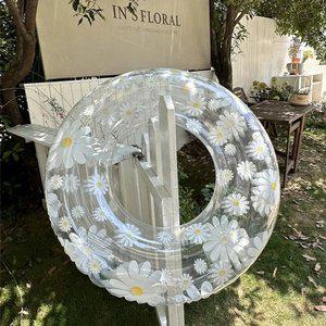 데이지 튜브 반투명 감성 튜브 공기주입형 원형 물놀이 튜브 수영장 포토존 성인용 P