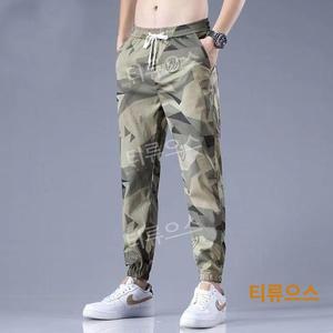 밴딩 스판 카모 밀리터리 조거 팬츠 남자 여름 작업복 낚시 캠핑 포켓 군복 일복 티류