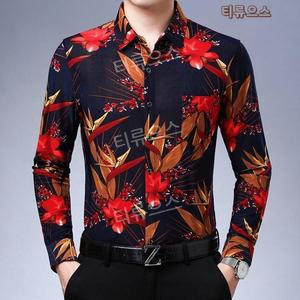 장미 상의 남성 댄스복 라틴 댄스 연습복 공연복 셔츠 긴팔 스포츠댄스 사교 라인 티류