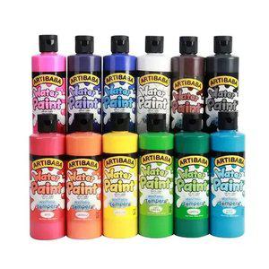 [유아물감] 아티바바 워터페인트 250ml 12색 그림 물감 놀이 미술놀이 그림그리기 색칠
