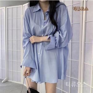 티류으스 빅사이즈와이셔츠 오버핏화이트 셔츠형원피스 흰색롱