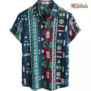 하와이 남성 비치웨어 과일 휴가 셔츠 3D 열대 탑반팔 프린트 편안한 레저 여성 티류으