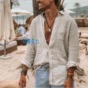 티류으스 루즈핏 면마 린넨 남자 마셔츠 모시 마남방 긴팔 여름 셔츠 빅사이즈 흰색 초