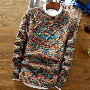 신델 남성 크로스 패턴 라운드넥 스웨터 sg1030