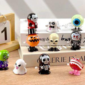 5종세트 할로윈 태엽 장난감 가챠 피규어 인형 통통이 유령 호박 해골 파티 소품