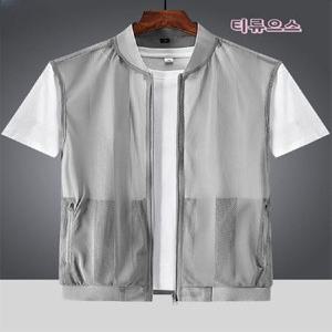 남자 머슬핏 헬스 나시 남성 시스루 메쉬 조끼 민소매 재킷 탑스 티셔츠 지퍼 프론 티