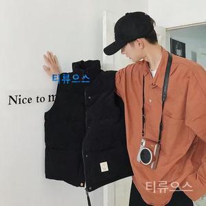 남성 겨울 코듀로이 골지 골덴 패딩 조끼 방한 발열 블랙 베이지 두꺼운 푹신한 티류으