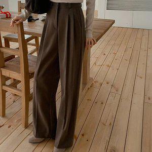 투핀턱 기모 세미와이드 슬랙스(숏/롱)