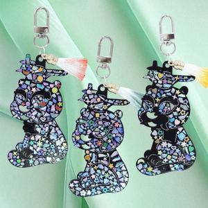 전통 민화 호작도 까치 호랑이 아크릴 자개 가방고리 키링 만들기 키트 작호도 / 외국