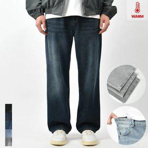 남자 겨울 기모 청바지 세미 와이드 본딩 빅사이즈 데님 팬츠 5컬러