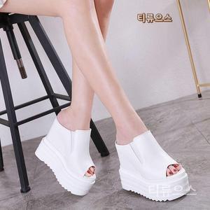 15CM 웨딩 촬영 통굽 슬리퍼 키높이 웨딩슈즈 가보시 웨지힐 속굽 샌들 티류으스