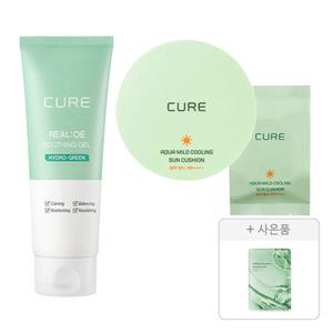 김정문알로에 큐어 아쿠아 마일드 쿨링 선쿠션+리필 세트, 1개 + 수딩젤 150ml, 1개 +