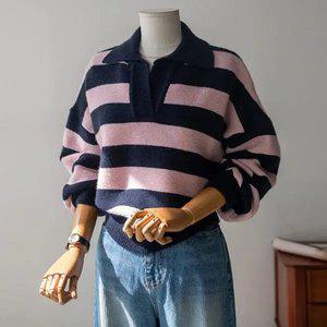 (안나앤모드) A. 밀키 배색 카라 니트[니트D0822R03]