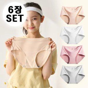 [6장세트] 주니어 소프트 심리스 팬티 여아 (5color)