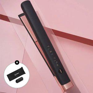 JMW 플랫핑크 슬림핏 세라믹 코팅열판 프리볼트 판 고데기+안전캡+파우치