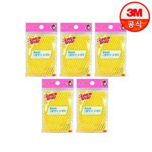 [3M] 베이직 그물망사 수세미 1입 5개
