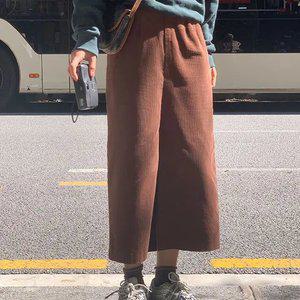 르덴 코듀로이 트임 핀턱 롱 스커트 겨울 여성 긴치마 데일리룩 골덴