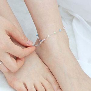 스윗캔디 / 여름 바캉스룩 원피스 패션 레이어드 써지컬스틸 비드 체인 발찌