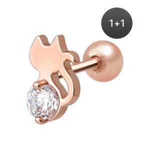 14K 골드필드핀 고양이 여성 데일리 패션 심플 피어싱 1+1