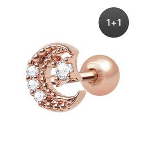 14K 골드필드핀 문라이트 여성 데일리 패션 심플 피어싱 1+1