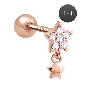 14K 골드필드핀 드롭스타 여성 데일리 패션 심플 피어싱 1+1