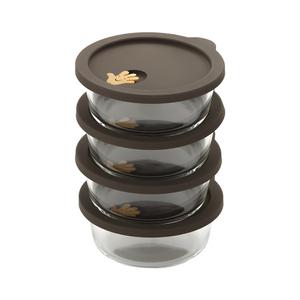 [PN풍년] 꾸노 깔끔보관 유리용기 4PCS(650ml) 코코아그레이