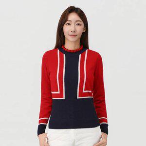 [엘르골프] 여성 배색 페이크레이어드 목크_6H83404