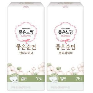 좋은느낌 좋은순면 팬티라이너, 일반, 75매, 2개