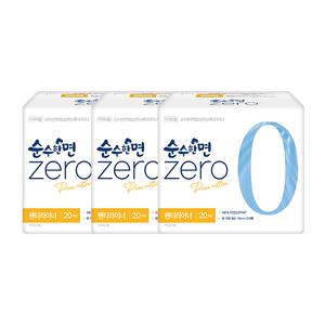 순수한면 제로 팬티라이너, 슈퍼롱, 20매, 3개