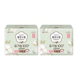 [좋은느낌] 유기농100%순면커버 날개형 울트라슬림, 중형, 18매, 2개