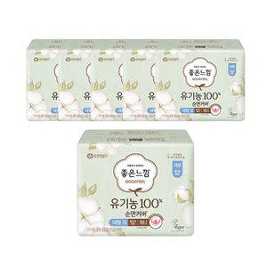 [좋은느낌] 유기농100%순면커버 날개형 울트라슬림, 대형, 16매, 6개