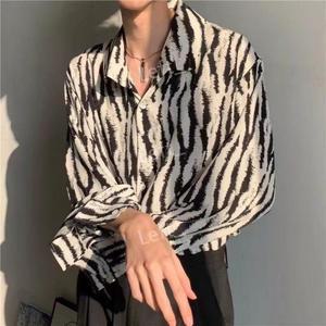 디자인 박스 남성 빅사이즈 긴팔 호피무늬 남친룩 호피셔츠 편한 오버핏