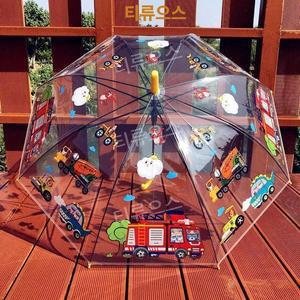 투명 우산 남아 자동차 소방차 귀여운 기차 캐릭터 만화 공룡 나비 캐릭터 티류으스