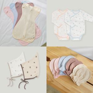 [아이숲] 신생아 용품 출산선물 편면 이월 배냇저고리/슈트/가운/속싸개/손싸개