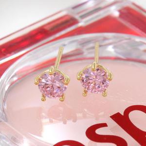 14K 골드필드핀 이어링 여자 심플 데일리 베이직 5mm 큐빅 기본 패션 금 핀 귀걸이