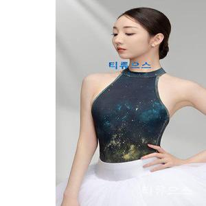 티류으스 발레 레오타드 연습복 별이 빛나는 하늘 프린트 체조 타이츠 공연 요가 의상
