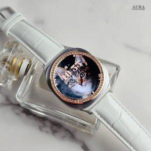 갤럭시워치8 가죽 스트랩 큐빅 베젤링 커스텀 갤럭시워치 7 6 5 4 호환 40 44mm