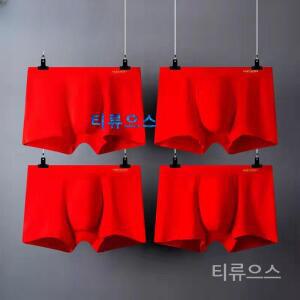 소라네 남자 팬티 코튼 새해 레드 프린트 복서 반바지 섹시한 속옷 대형 티류으스