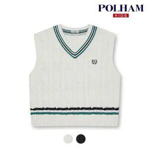 [폴햄키즈] 시그니처 여아 브이넥 케이블 스웨터 베스트_PKD4ES2010