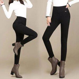 여성용 겨울 본딩 기모 퍼 하이웨스트 밴딩팬츠 스판 슬림 바지