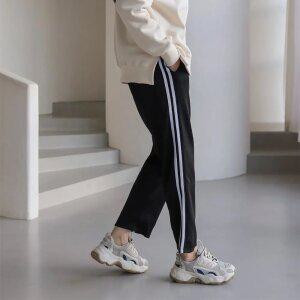 여성 겨울 두줄 기모 긴바지 데일리룩 융 밴딩팬츠 트레이닝
