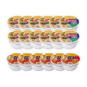 농심 육개장사발면, 86g, 12개 + 김치사발면, 86g, 6개