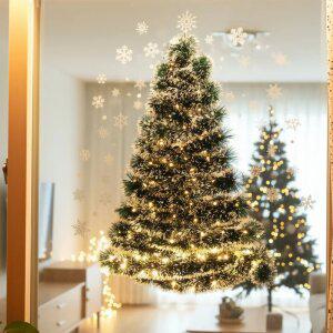 (전구+후크) 모루 눈꽃 크리스마스 트리 만들기 세트 창문 벽트리 가랜드 리스 꾸미기