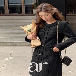 (MADE/돌고돌아 원조핏/브랜드퀄리티) 르블랑 트위드 블랙 원피스 op10314