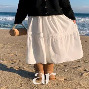 (기모버전 출시) 플로브 밴딩 캉캉 플레어 기모 롱 스커트 sk7102