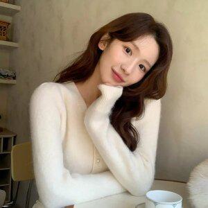 6colors고퀄리티 앙고라 브이넥 진주버튼 가디건 데일리룩데이트룩캐주얼룩나들이룩공