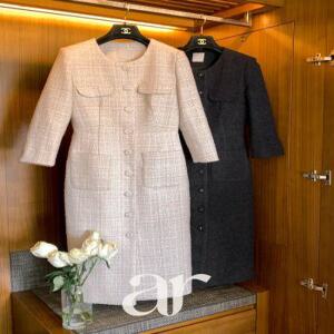 (백화점납품/브랜드공정/격식룩맛집) 모디프 포켓 트위드 H라인 롱 긴팔 원피스 op162