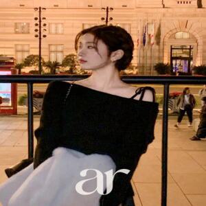 (울20/연말룩/데이트룩 추천) 언발 리본 오프숄더 골지 울 니트 여리핏니트 원숄더 겨